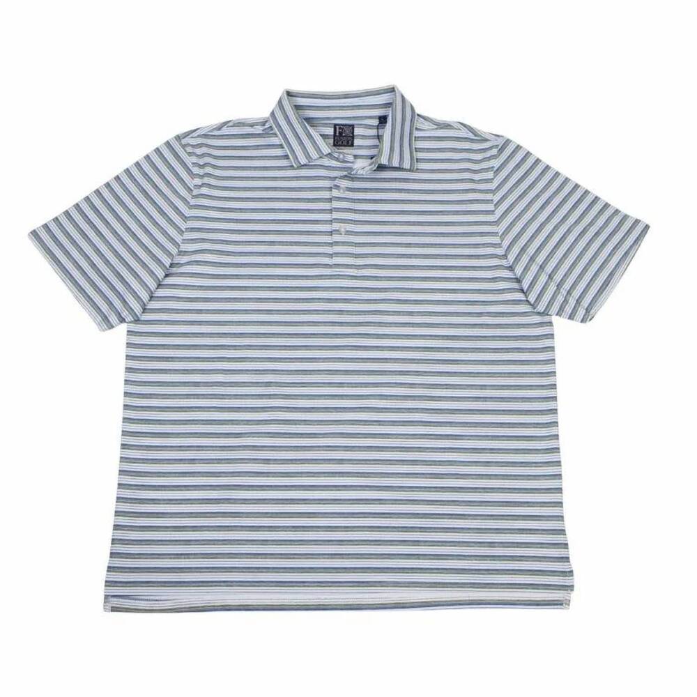NEW F/X FUSION men's heather stripe print polo in green & blue